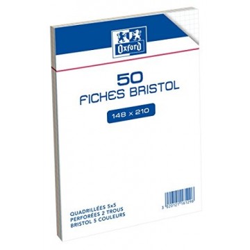 50  fiches bristol couleur A5